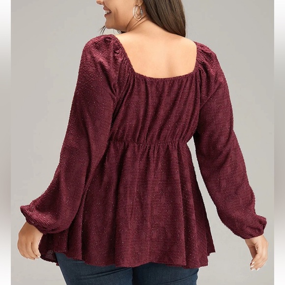 BloomChic Plus Size 2XL Solid Glitter Twist Front Gathered Blouse us18-20 - Picture 3 of 9